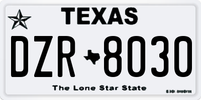 TX license plate DZR8030