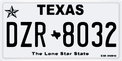TX license plate DZR8032