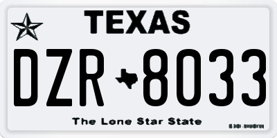 TX license plate DZR8033
