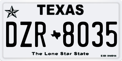 TX license plate DZR8035