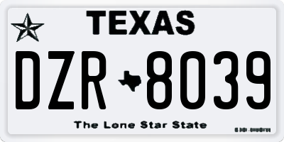 TX license plate DZR8039