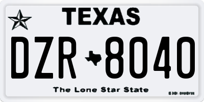TX license plate DZR8040
