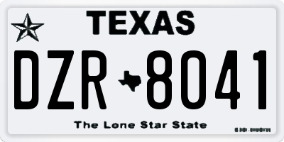TX license plate DZR8041