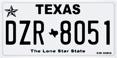 TX license plate DZR8051