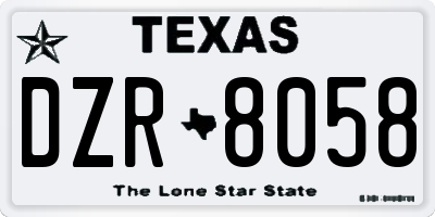 TX license plate DZR8058