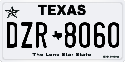 TX license plate DZR8060