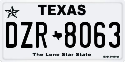 TX license plate DZR8063