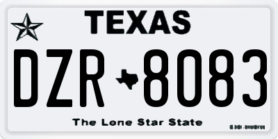 TX license plate DZR8083