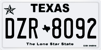 TX license plate DZR8092