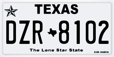 TX license plate DZR8102
