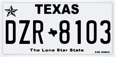 TX license plate DZR8103