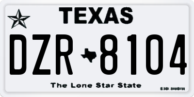 TX license plate DZR8104