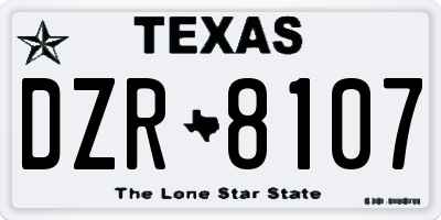 TX license plate DZR8107