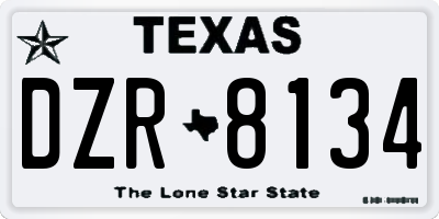 TX license plate DZR8134