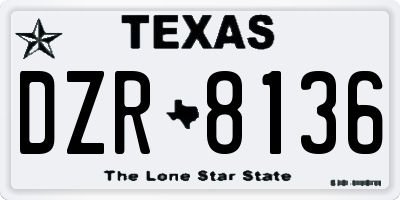 TX license plate DZR8136