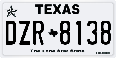 TX license plate DZR8138