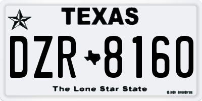 TX license plate DZR8160