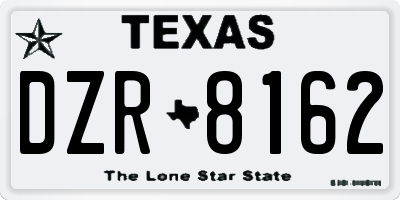 TX license plate DZR8162