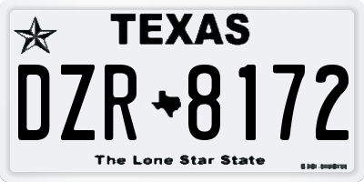 TX license plate DZR8172