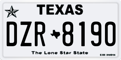 TX license plate DZR8190
