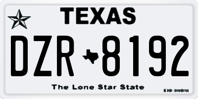 TX license plate DZR8192