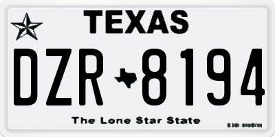 TX license plate DZR8194