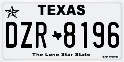 TX license plate DZR8196