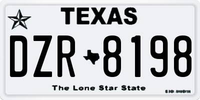 TX license plate DZR8198