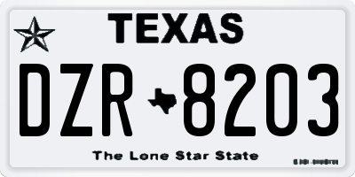 TX license plate DZR8203