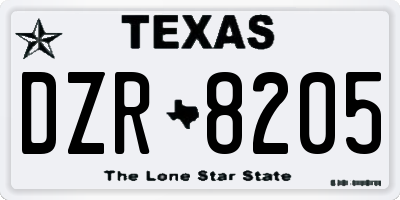 TX license plate DZR8205