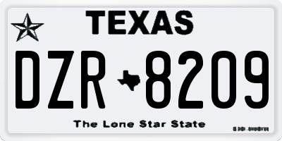 TX license plate DZR8209