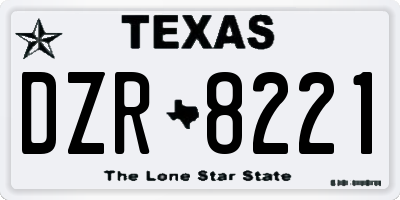TX license plate DZR8221