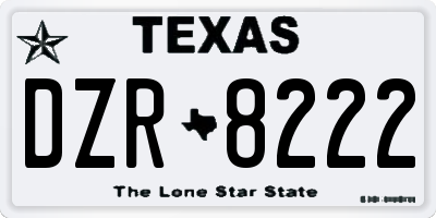 TX license plate DZR8222