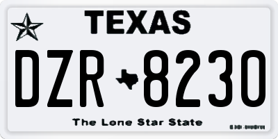 TX license plate DZR8230