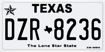 TX license plate DZR8236