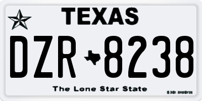 TX license plate DZR8238