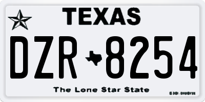 TX license plate DZR8254