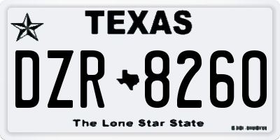 TX license plate DZR8260