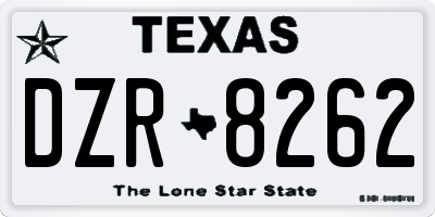 TX license plate DZR8262