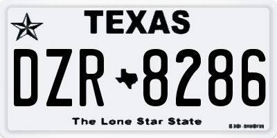 TX license plate DZR8286