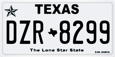 TX license plate DZR8299