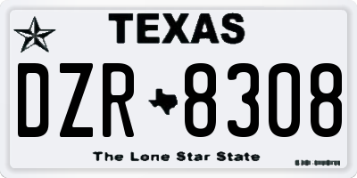 TX license plate DZR8308