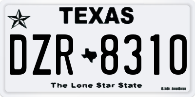 TX license plate DZR8310