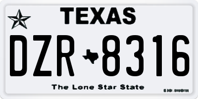 TX license plate DZR8316