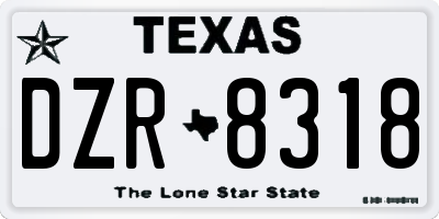 TX license plate DZR8318