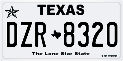 TX license plate DZR8320