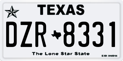 TX license plate DZR8331