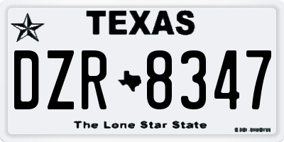 TX license plate DZR8347