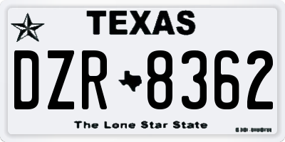 TX license plate DZR8362