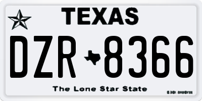 TX license plate DZR8366